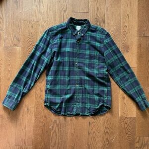 J. Crew Navy and Forest Blackwatch Plaid Button Down Shirt